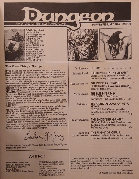 Dungeon Magazine #9 with Original Mailer